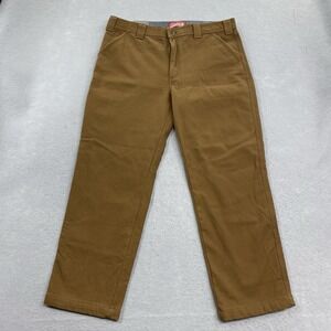 Coleman Pants Mens 36x30 Brown Canvas Fleece Lined Tear Resistant Work Outdoors